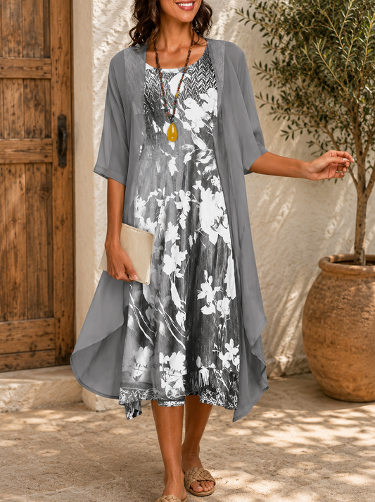 Elegante tweedelige chiffonjurkenset van Greta