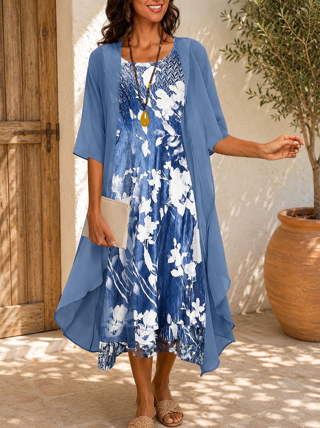 Elegante tweedelige chiffonjurkenset van Greta
