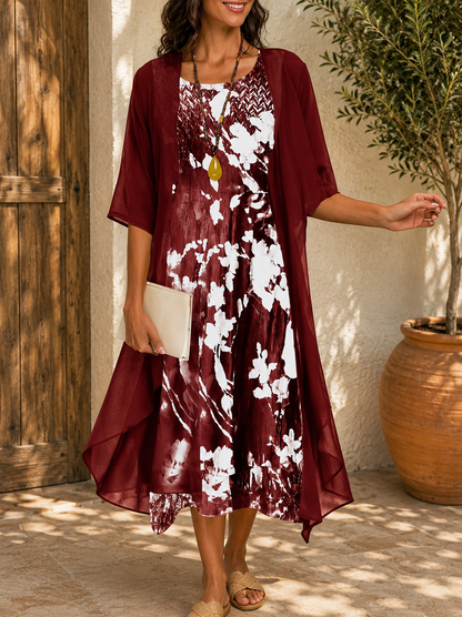Elegante tweedelige chiffonjurkenset van Greta
