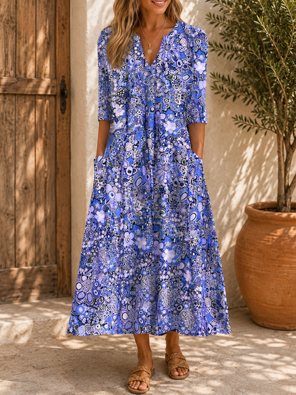 Boho bloemenjurk met V-hals Greta
