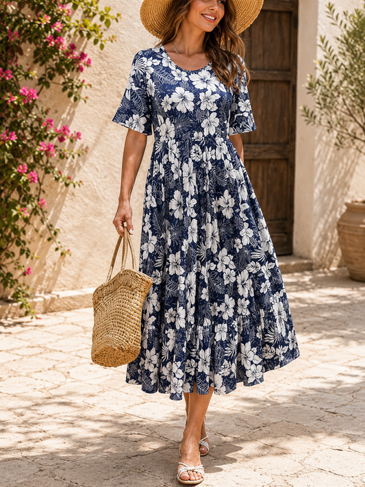 Bloemenprint midi Greta zomerjurk