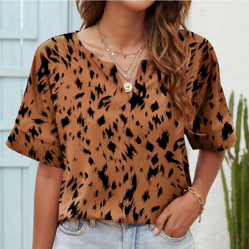 Printed V-Neck Everyday Top by Greta 