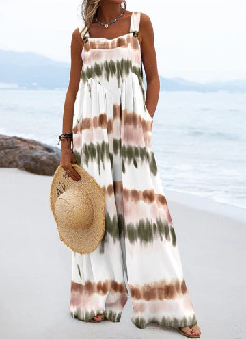 Vibrant Print Greta  Wide Leg Romper