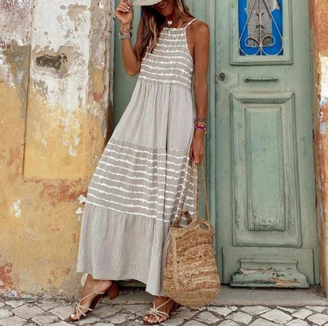 Striped Halter Maxi Dress Greta 