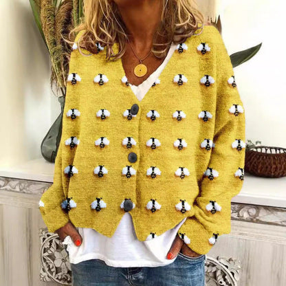 Vibrant Abstract Greta  Casual Cardigan