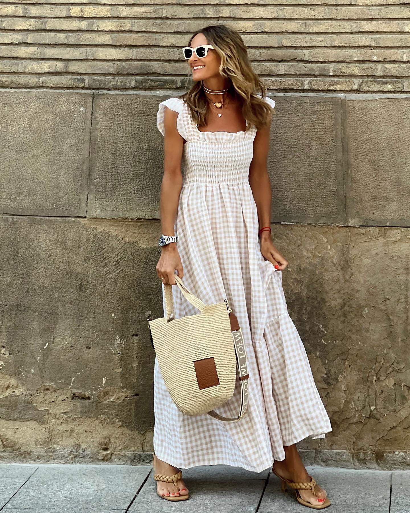 Plaid Ruffle Maxi Dress by Greta 