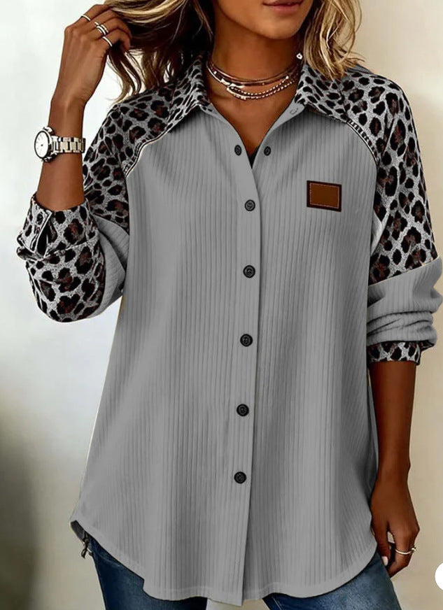 Trendy Printed Lapel Blouse by Greta 