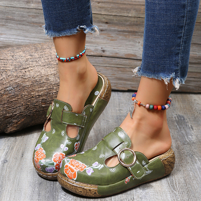 Boho Floral Greta  Platform Clogs Sandals