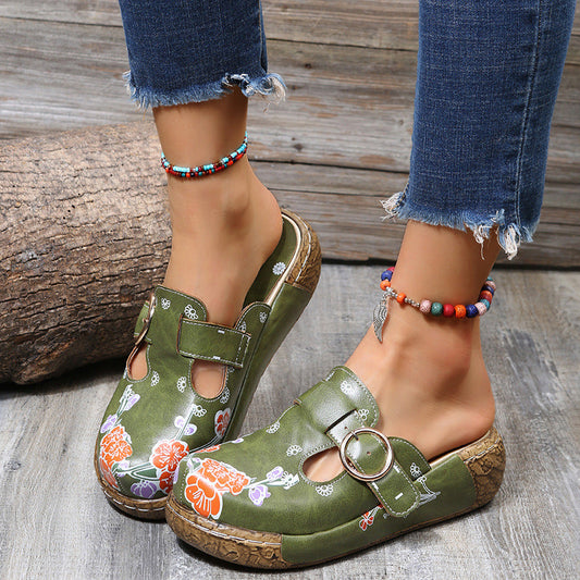 Boho Floral Greta  Platform Clogs Sandals
