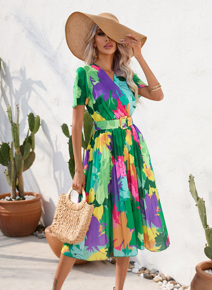 Vibrant Floral Greta  Summer Midi Dress