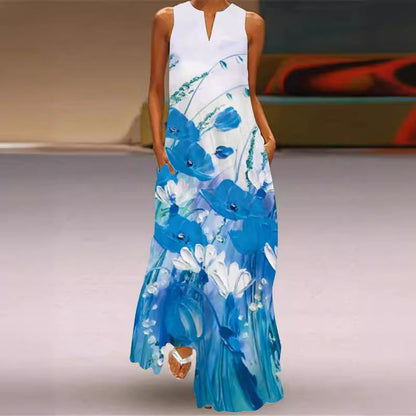 Elegant Printed Pocket Maxi Dress by Greta 