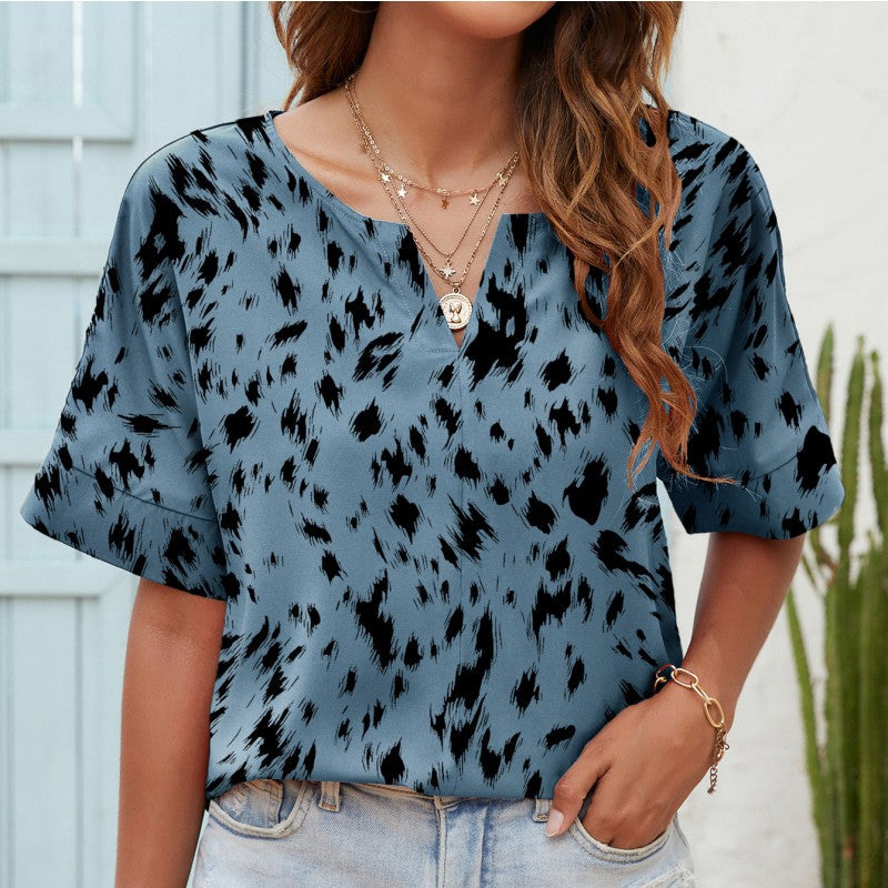 Printed V-Neck Everyday Top by Greta 