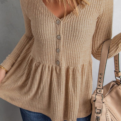 Cozy Knit V-Neck Blouse Greta 