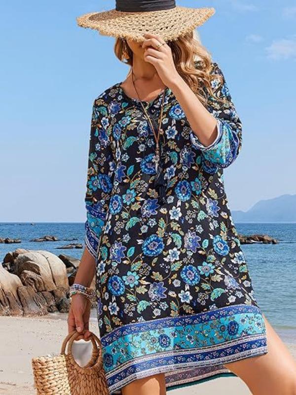 Boho Floral Greta  Tassel Mini Dress