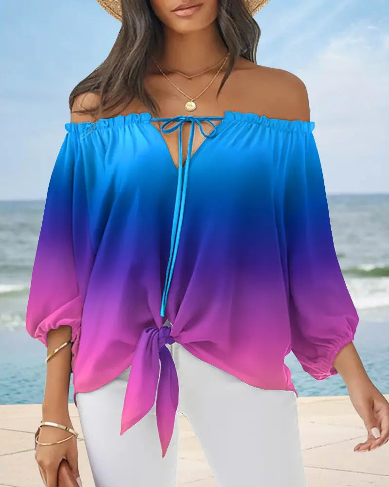 Chic Off Shoulder Printed Top Greta 
