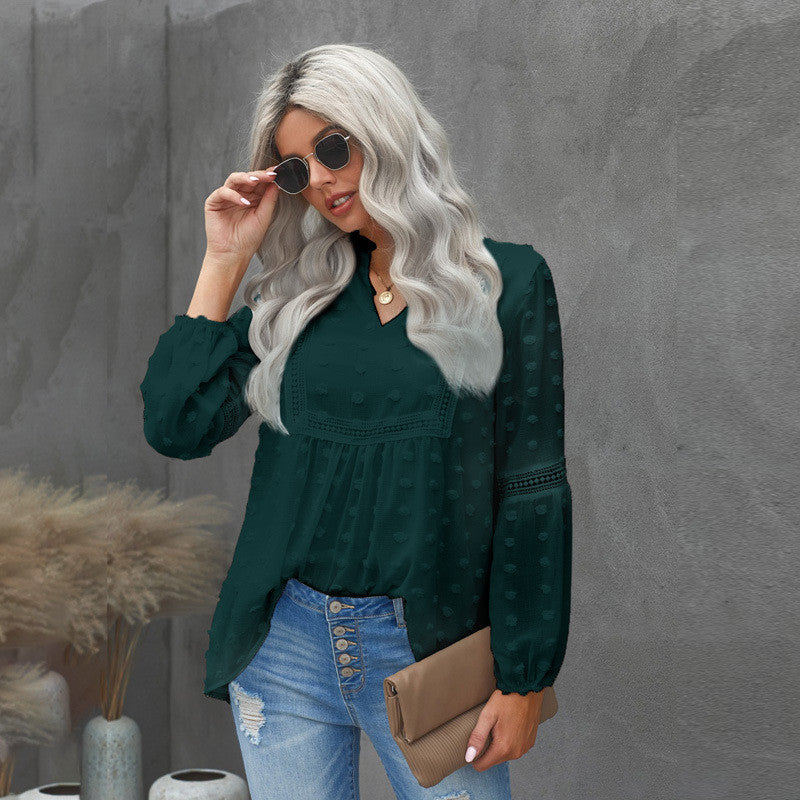 Chic Lace V-Neck Blouse by Greta 