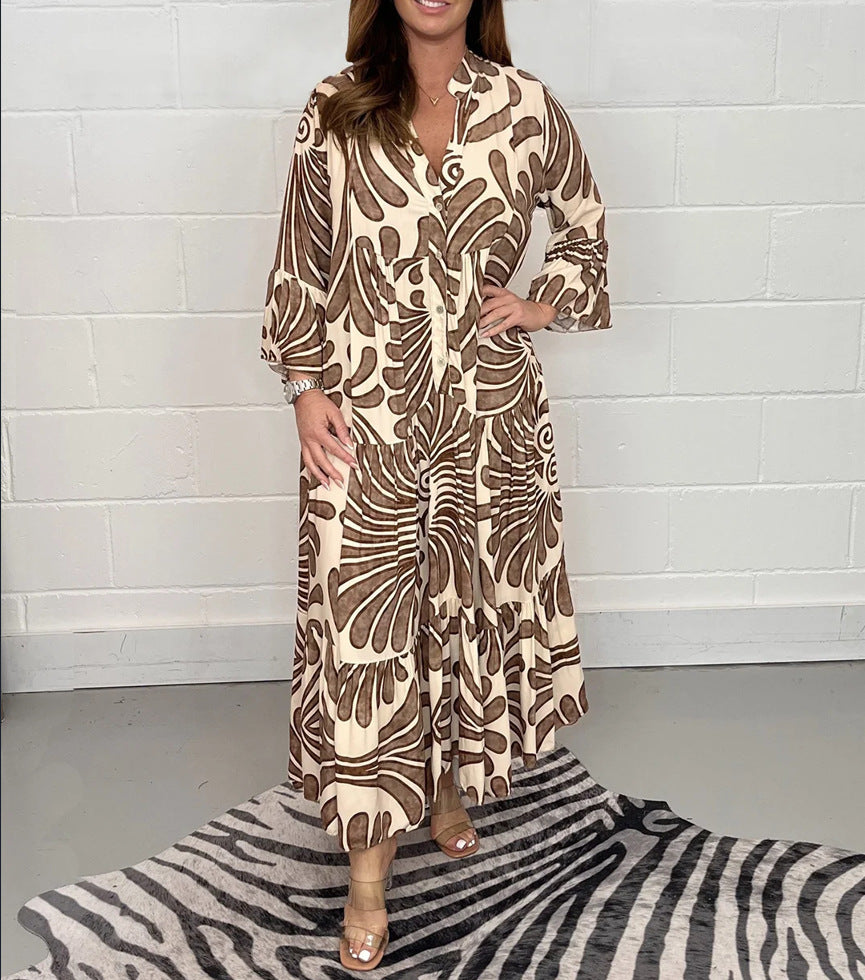 Printed Chiffon A-Line Dress by Greta 