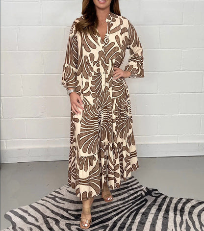 Printed Chiffon A-Line Dress by Greta 