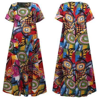 Vibrant Print Greta  Swing Maxi Dress