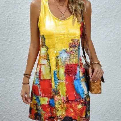 Vibrant Print Greta  Summer A-Line Dress