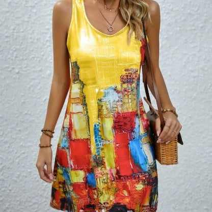 Vibrant Print Greta  Summer A-Line Dress