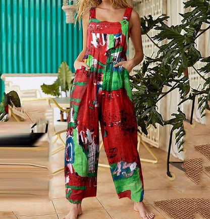 Floral Patchwork Greta  Suspender Jumpsuit