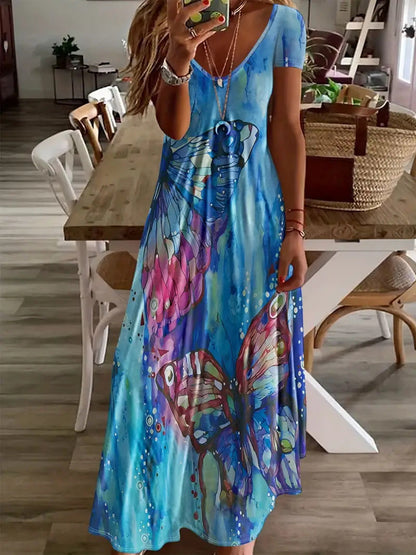 Bohemian Butterfly Print Greta  Maxi Dress