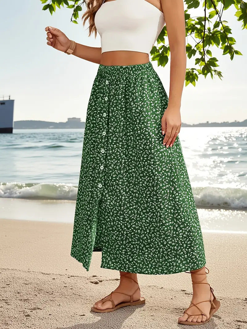 Pastoral Floral A-Line Skirt by Greta 