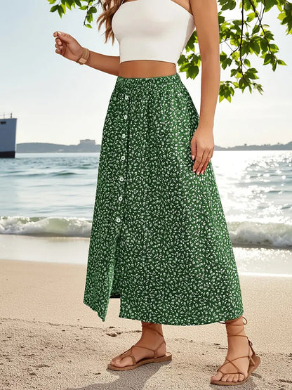 Pastoral Floral A-Line Skirt by Greta 