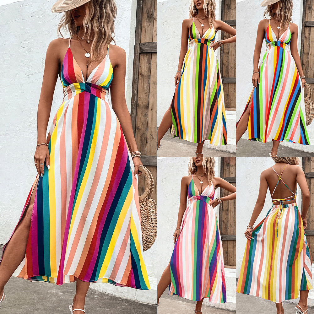 Vibrant Rainbow Stripe Dress Greta 