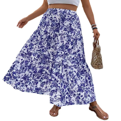 Floral Print Greta  Plus Size Maxi Skirt