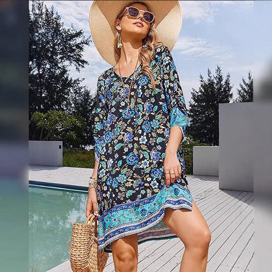 Boho Floral Greta  Tassel Mini Dress
