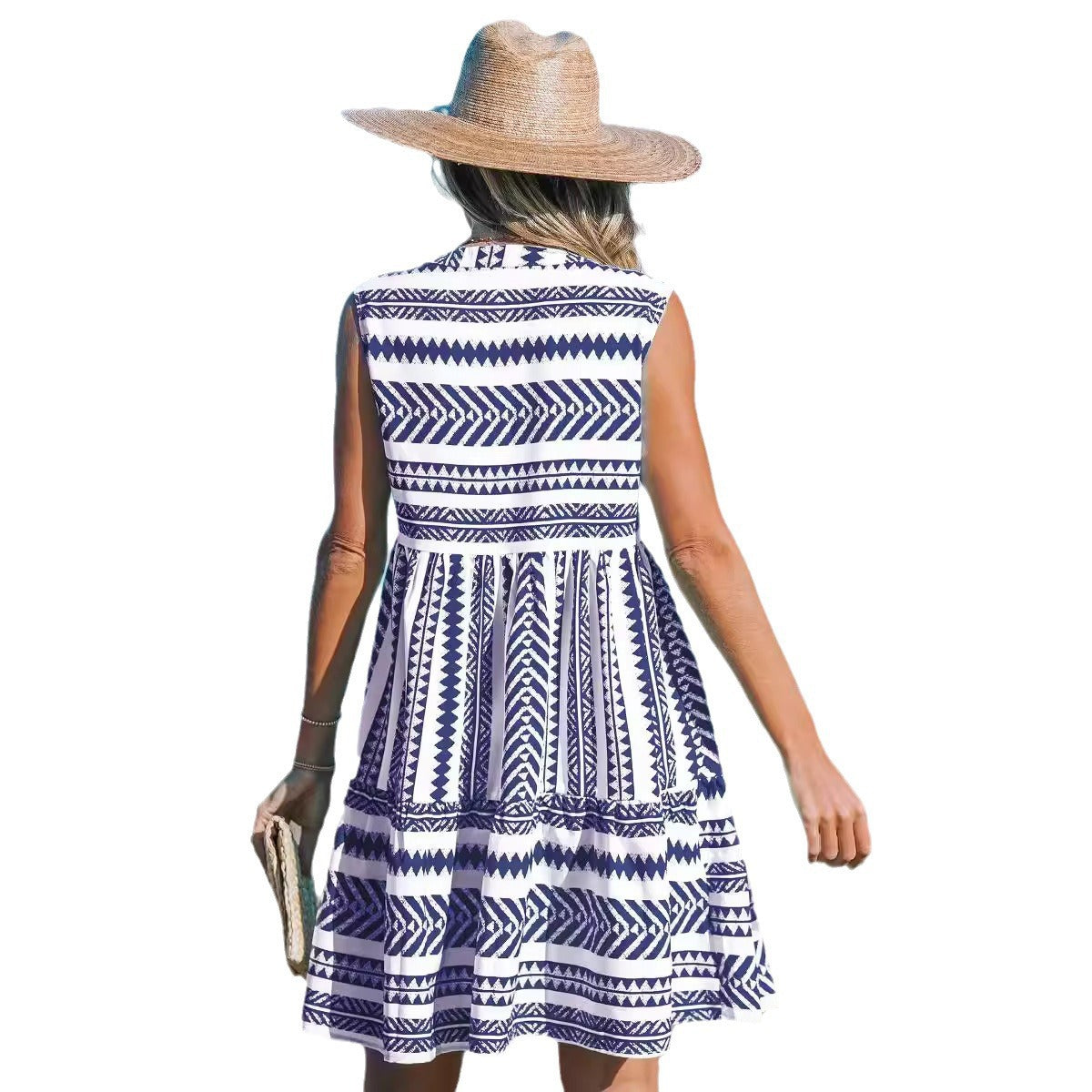 Vibrant Print Greta  V-Neck Midi Dress