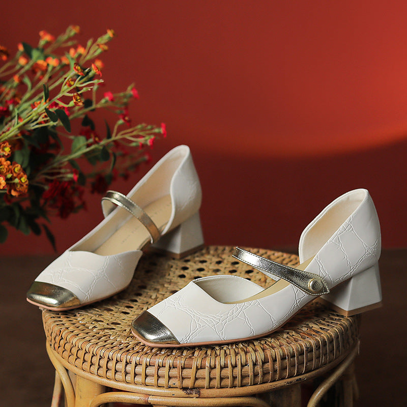 Retro Buckle Greta  Mid Heel High Heels