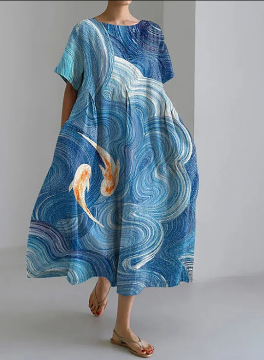 Chic 3D Print Greta  Summer Midi Dress