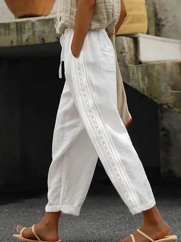 Elegant Cotton Linen Cropped Pants Greta 