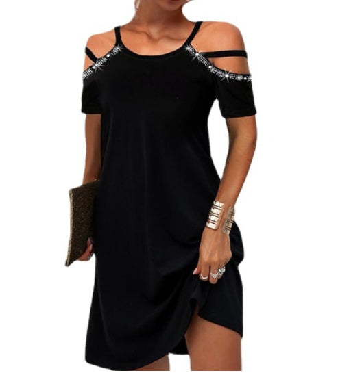 Sequin Strap Black Dress Greta 