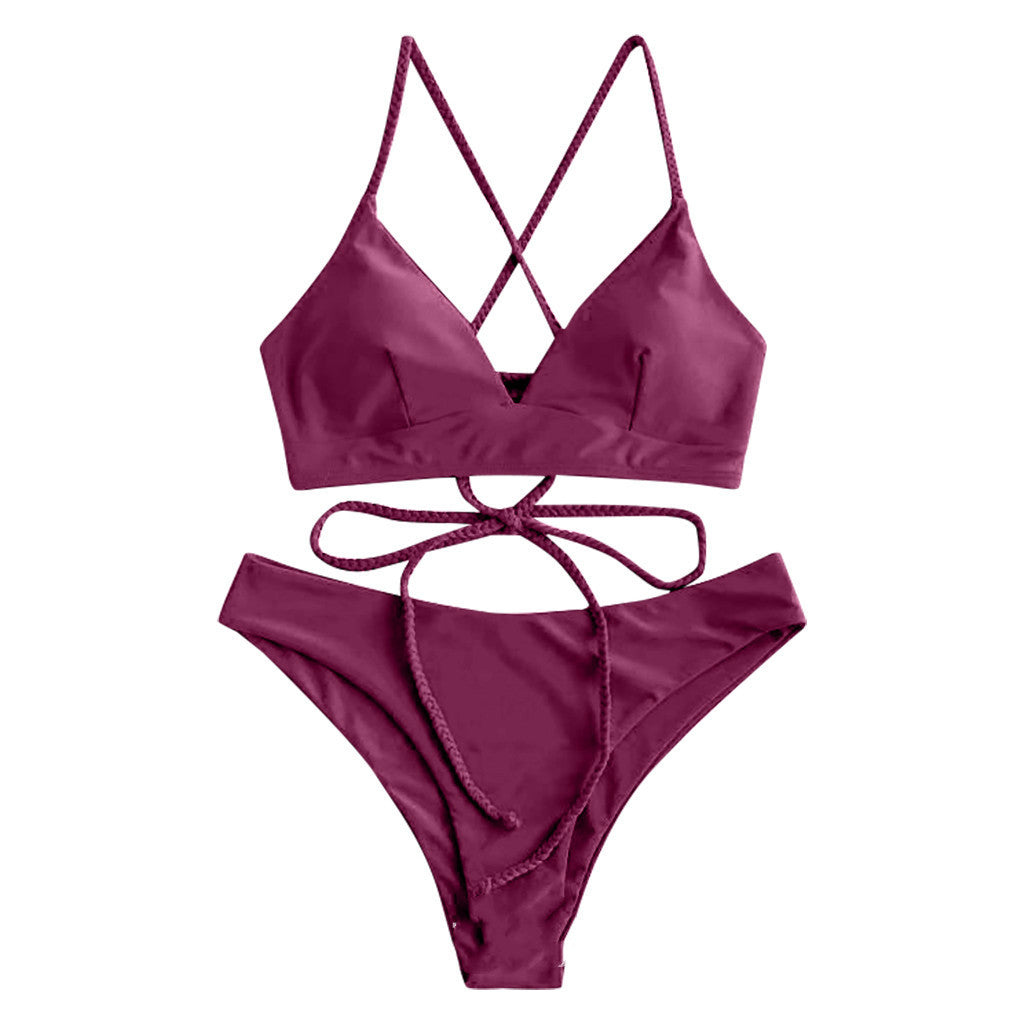 Strappy Solid Bikini by Greta 