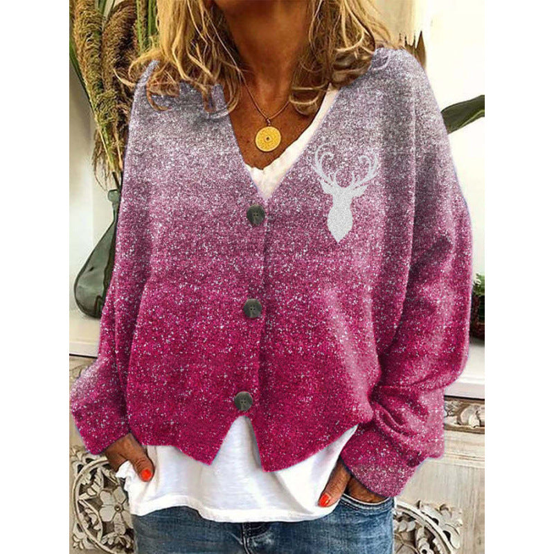 Vibrant Abstract Greta  Casual Cardigan