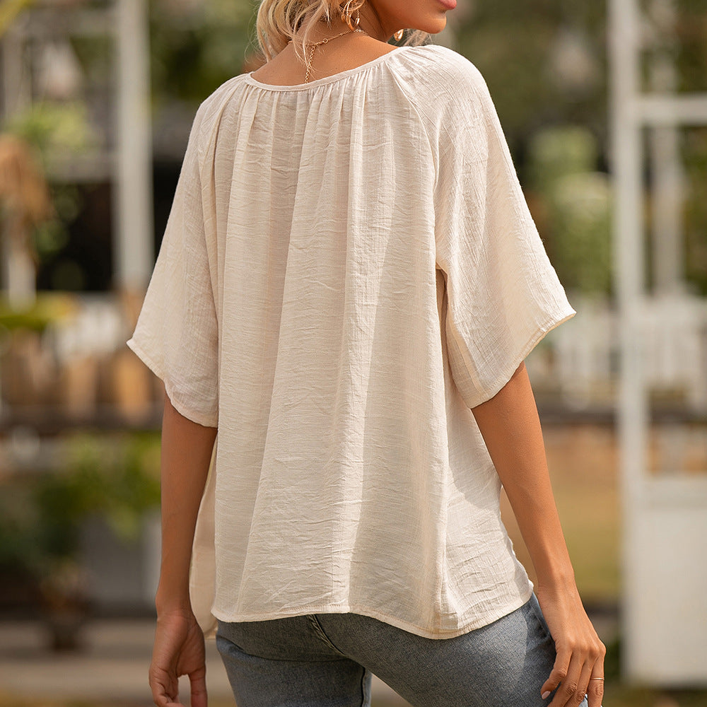 Chic Square Collar Top Greta  Short Sleeve