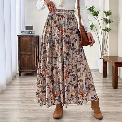 Bohemian Floral Greta  Midi Skirt