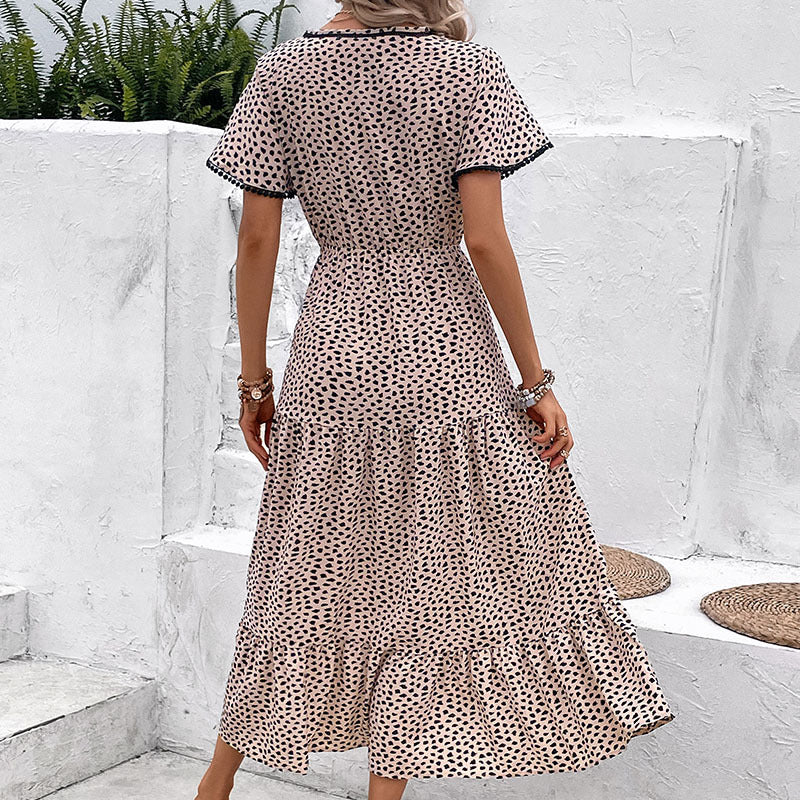 Leopard Print V-Neck Dress Greta 