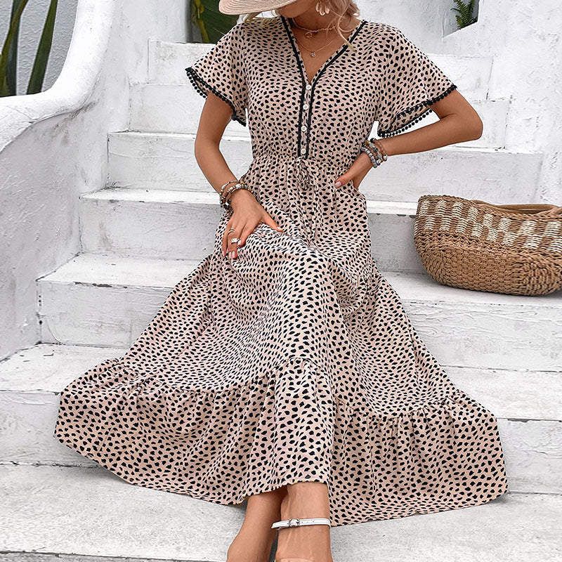 Leopard Print V-Neck Dress Greta 