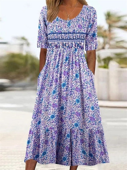 Boho Floral Greta  Summer Midi Dress