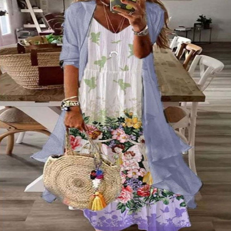 Floral Print Greta  Summer Two-Piece Dress Set