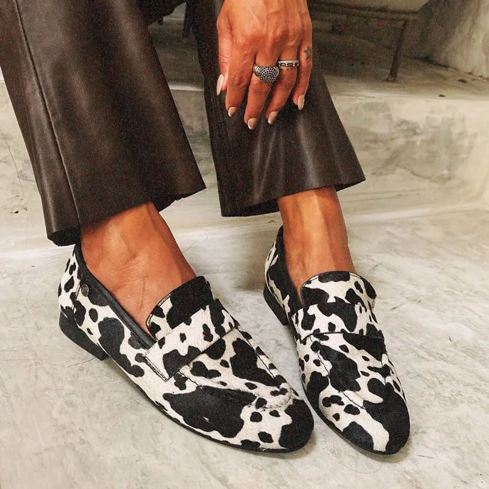 Cowprint Round-Toe Plus Shoes by Greta 