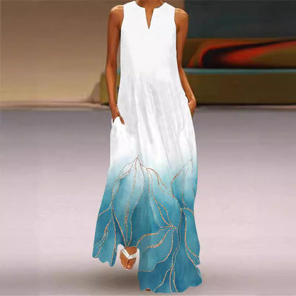 Elegant Printed Pocket Maxi Dress by Greta 