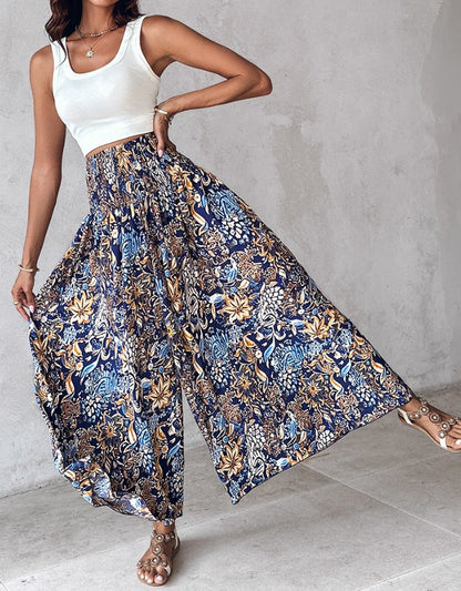 Retro Floral Wide-Leg Pants by Greta 