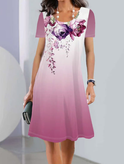 Floral Print Greta  Mid-Length Summer Dress