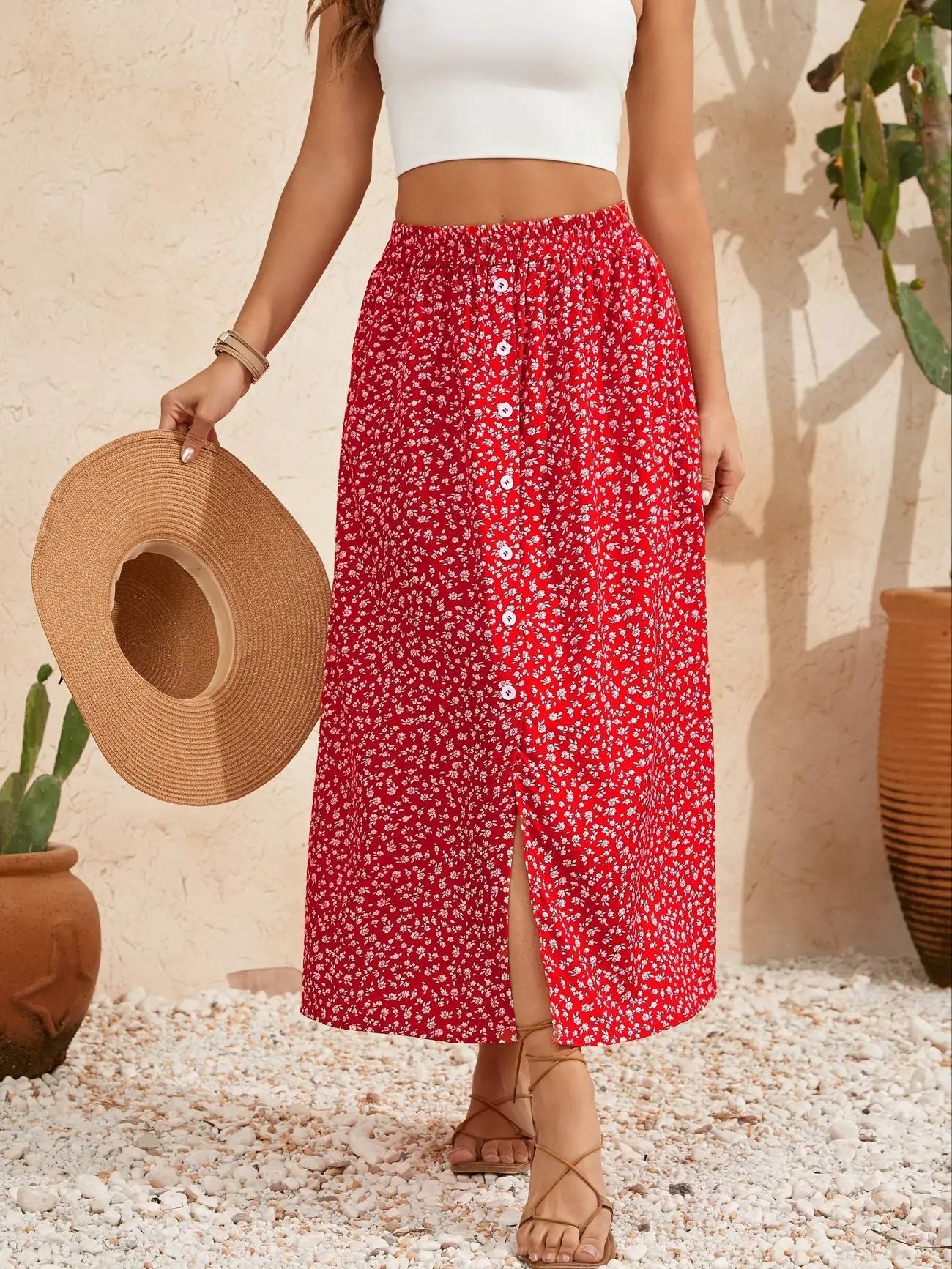 Pastoral Floral A-Line Skirt by Greta 